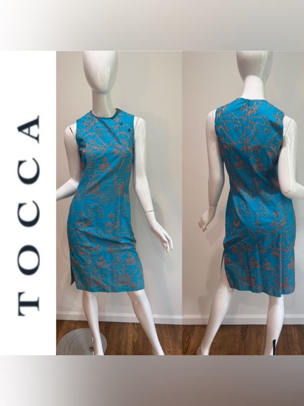 Vintage Hartly TOCCA Asian Geisha Embroidered Sheath Dress Y2K